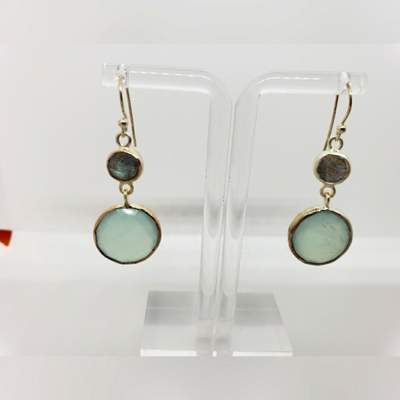 Sterling Gemstone Drop Earrings - Picture 2 of 5